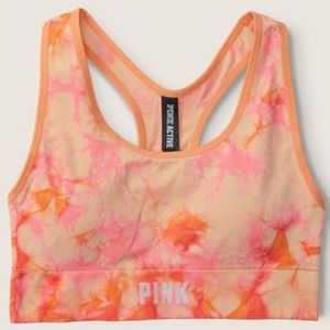 🍑Victorias Secret PINK Active Seamless Light Lined Racerback Sports Bra Tie Dye